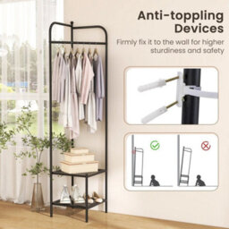 Corner Coat Rack Free Standing Hall Tree Entryway Storage Organiser - thumbnail 4