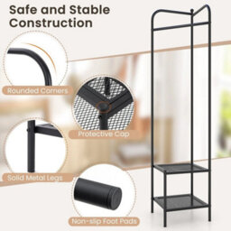 Corner Coat Rack Free Standing Hall Tree Entryway Storage Organiser - thumbnail 5