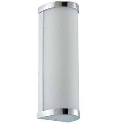 Ip44 Bathroom Wall Light Chrome & Frosted Glass Modern Round Twin Curved Lamp - image 1