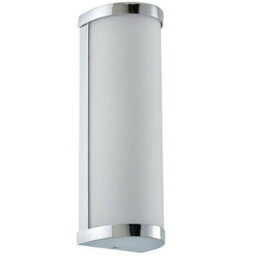 Ip44 Bathroom Wall Light Chrome & Frosted Glass Modern Round Twin Curved Lamp