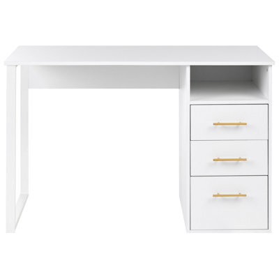 Wyld And Coco Lumina Home Desk White 120 X 60 Cm With Three Drawers Minimalist - image 1