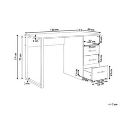 Wyld And Coco Lumina Home Desk White 120 X 60 Cm With Three Drawers Minimalist - thumbnail 4