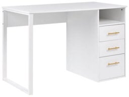 Wyld And Coco Lumina Home Desk White 120 X 60 Cm With Three Drawers Minimalist - thumbnail 3