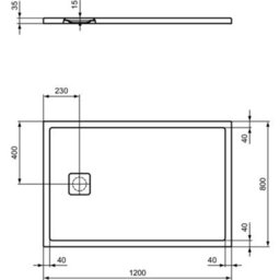 Ideal-Standard Ideal Standard Ultra Flat Evo Rectangle 35mm Shower Tray In Silk White With Waste 1200 X 800mm - thumbnail 4