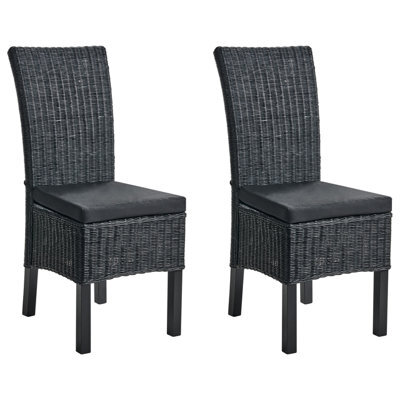 Beliani Set Of 2 Dining Chairs Andes Rattan Black - image 1