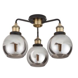 GoodHome Mebel Matt Glass & Metal Antique Brass Effect 3 Lamp Led Ceiling Light - thumbnail 3