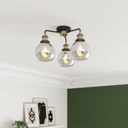 GoodHome Mebel Matt Glass & Metal Antique Brass Effect 3 Lamp Led Ceiling Light - thumbnail 2