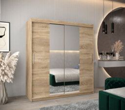 Arte Tokyo 01 Contemporary Mirrored 2 Sliding Door Wardrobe 9 Shelves 2 Rails Oak Sonoma Effect (H)2000mm (W)1800mm (D)620mm - thumbnail 2