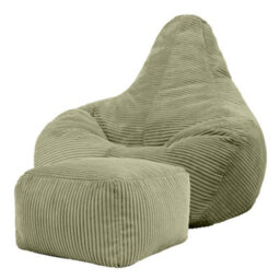 icon Dalton Cord Adults Bean Bag Recliner And Pouffe, Ready Filled Beanbag And Footstool Sage Green - thumbnail 5