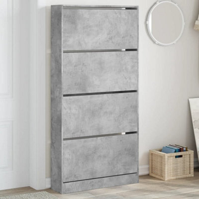 Walplus Shoe Cabinet With 4 Flip-Drawers Concrete Grey 80X21X163.5 Cm - image 1