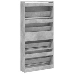Walplus Shoe Cabinet With 4 Flip-Drawers Concrete Grey 80X21X163.5 Cm - thumbnail 8