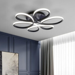 Darphe 65W Remote Control Dimmable Led Semi-Flush Ceiling Light, Petal Shaped Living Room Ceiling Light - thumbnail 5