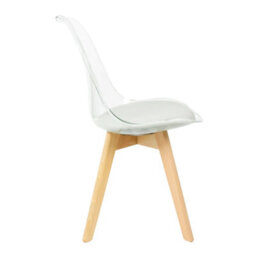 Fusion Living Soho Clear And Light Grey Plastic Dining Chair With Squared Light Wood Legs - thumbnail 6