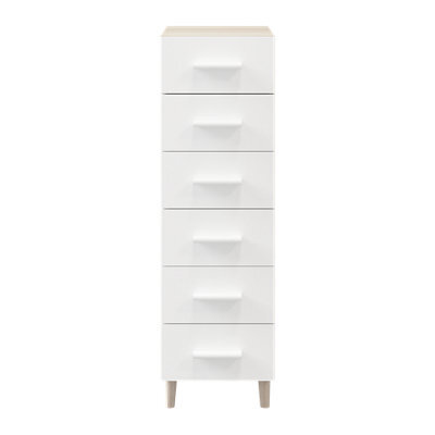 GoodHome Atomia Freestanding Matt White Oak Effect 6 Drawer Chest (H)1225mm (W)375mm (D)450mm - image 1