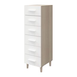 GoodHome Atomia Freestanding Matt White Oak Effect 6 Drawer Chest (H)1225mm (W)375mm (D)450mm - thumbnail 2