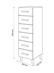 GoodHome Atomia Freestanding Matt White Oak Effect 6 Drawer Chest (H)1225mm (W)375mm (D)450mm - thumbnail 4