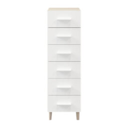 GoodHome Atomia Freestanding Matt White Oak Effect 6 Drawer Chest (H)1225mm (W)375mm (D)450mm - thumbnail 1