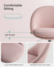 LEDREM Office Chair, Swivel Chair, Desk Chair, Cotton-Linen Fabric, Foam Padding, Adjustable Height, For Home Office, Study, Bedroom - thumbnail 5