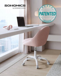 Songmics Office Chair, Swivel Chair, Desk Chair, Cotton-Linen Fabric, Foam Padding, Adjustable Height