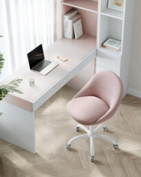 LEDREM Office Chair, Swivel Chair, Desk Chair, Cotton-Linen Fabric, Foam Padding, Adjustable Height, For Home Office, Study, Bedroom - thumbnail 3