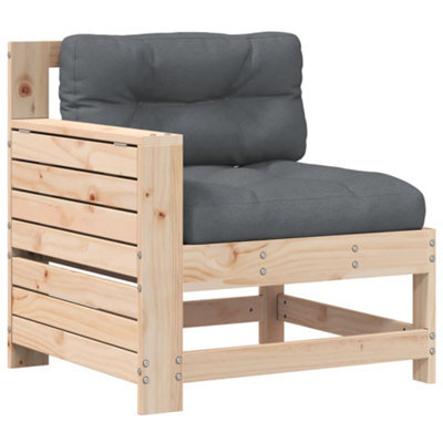 Berkfield Rustic Garden Armrest Sofa With Cushion Solid Wood Pine