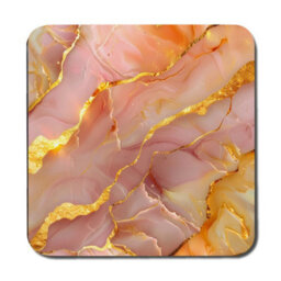 Benjamin Tate Design Gold Veined Pink Marble Placemat And Coaster Set Signature Collection For Elegant Table Settings - thumbnail 3
