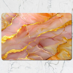 Benjamin Tate Design Gold Veined Pink Marble Placemat And Coaster Set Signature Collection For Elegant Table Settings - thumbnail 2