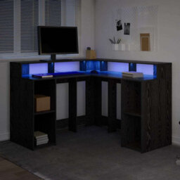 Berkfield Modern Desk Black Oak 130X130X91 Cm Engineered Wood - thumbnail 5