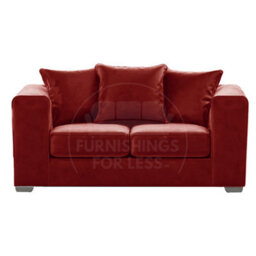Furnishings For Less UK Ella Boxed Arm Plush Velvet  Fabric Sofa Set 3 And 2 Seater Sofa   Red - thumbnail 3