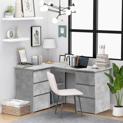 Vidaxl Corner Desk Concrete Grey 145X100X76 Cm Engineered Wood Corner Desks - image 1