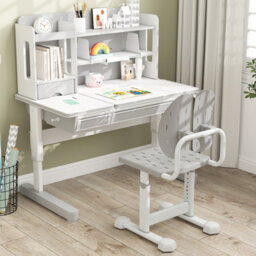 Gainoom Height-Adjustable Grey Children Study Chair Desk Chair W/ Double Back Support & Breathable Seat - thumbnail 4