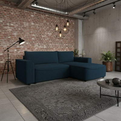 Beliza Corner Sofa Bed With Storage Dl Folding Mechanism 150 And 208 Cm Sleeping Area Upholstered L Shape Sofa Blue Right - image 1