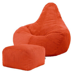 Icon Gaming Bean Bag Recliner & Footstool Jumbo Cord Terracotta - thumbnail 4
