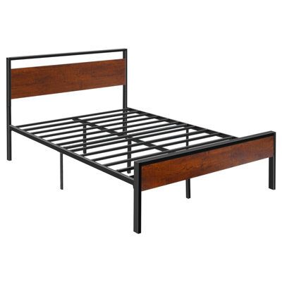 Vevor Sturdy Metal Bed Frame With Wooden Headboard 14 Inch Height Large Under-Bed Storage Easy Assembly - image 1