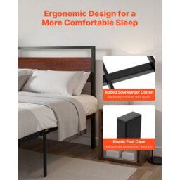 Vevor Sturdy Metal Bed Frame With Wooden Headboard 14 Inch Height Large Under-Bed Storage Easy Assembly - thumbnail 5