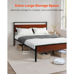 Vevor Sturdy Metal Bed Frame With Wooden Headboard 14 Inch Height Large Under-Bed Storage Easy Assembly - thumbnail 6