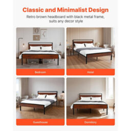 Vevor Sturdy Metal Bed Frame With Wooden Headboard 14 Inch Height Large Under-Bed Storage Easy Assembly - thumbnail 7