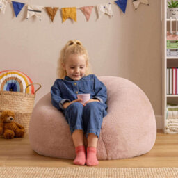 Icon Cuddle Cushion And Kids Kingston Rabbit Faux Fur Classic Bean Bag, Rose Dust - thumbnail 2