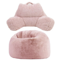 Icon Cuddle Cushion And Kids Kingston Rabbit Faux Fur Classic Bean Bag, Rose Dust