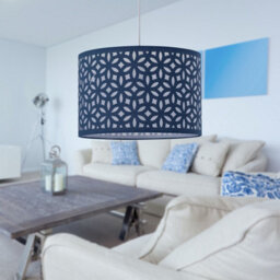 First Choice Lighting Set Of 2 Navy Blue Laser Cut 30Cm Pendant Lightshades - thumbnail 6