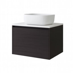 Plum&clay Matterhorn Dark Oak Wall Hung Bathroom Vanity Unit With White Countertop (W)750mm (H)450mm - thumbnail 2