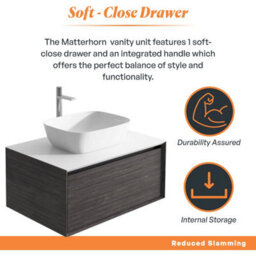 Plum&clay Matterhorn Dark Oak Wall Hung Bathroom Vanity Unit With White Countertop (W)750mm (H)450mm - thumbnail 3