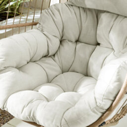 Furniturebox Uk Garden Hanging Egg Chair - Rattan Outdoor Egg Chair With Cream Cushions - Garden Patio Egg Chair - thumbnail 4