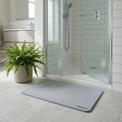 Misona Large Stone Bath Mat 50 X 80Cm - Quick Dry Diatomite Bathroom Mat (Grey) - image 1