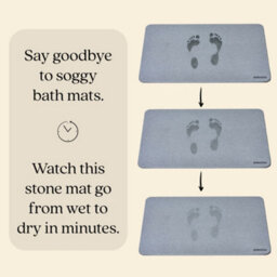 Misona Large Stone Bath Mat 50 X 80Cm - Quick Dry Diatomite Bathroom Mat (Grey) - thumbnail 4