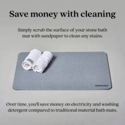 Misona Large Stone Bath Mat 50 X 80Cm - Quick Dry Diatomite Bathroom Mat (Grey) - thumbnail 5