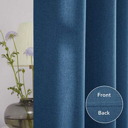 Deconovo Total Blackout Curtains Faux Linen Eyelet Curtains For Windows Bedroom, 52 X 90 Inch(Width X Length), Dark Blue, 2 Panels - thumbnail 7