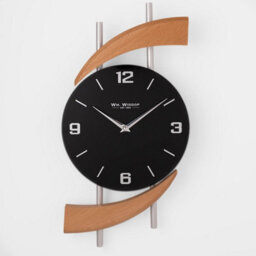 Widdop Natural Wood And Metal Wall Clock - Black Dial - W7999