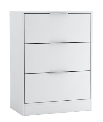 Urbn-Living Urbnliving Width 60Cm White Colour Chest Of 3 Drawers Modern Compact Storage Bedside Metal Handle Cabinet Bedroom Furniture - image 1