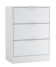 Urbn-Living Urbnliving Width 60Cm White Colour Chest Of 3 Drawers Modern Compact Storage Bedside Metal Handle Cabinet Bedroom Furniture - thumbnail 1